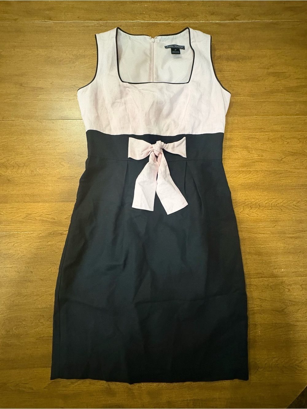 Jessica Howard Pink & Black Colorblock Bow Accent Sheath Dress 4P